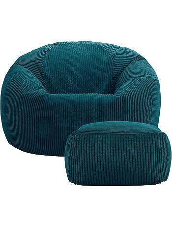 Pouf poire fauteuil classique kingston et repose-pied carré amara en velours côtelé - icon
