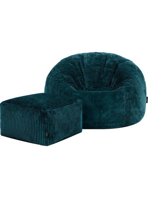 Pouf poire fauteuil classique kingston et repose-pied carré amara en velours côtelé - icon - Kiabi