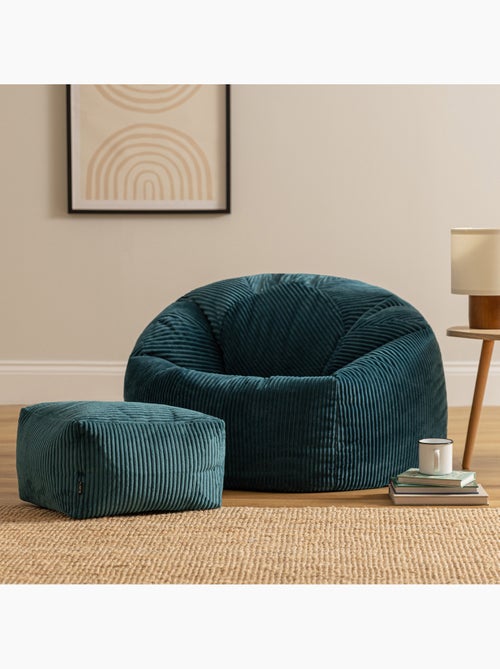 Pouf poire fauteuil classique kingston et repose-pied carré amara en velours côtelé - icon - Kiabi