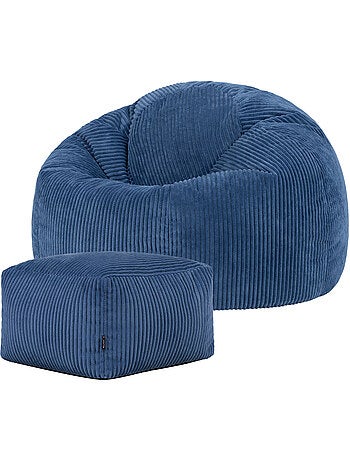 Pouf poire fauteuil classique kingston et repose-pied carré amara en velours côtelé - icon