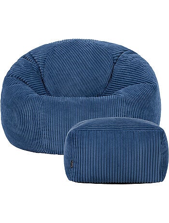Pouf poire fauteuil classique kingston et repose-pied carré amara en velours côtelé - icon