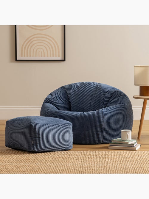 Pouf poire fauteuil classique kingston et repose-pied carré amara en velours côtelé - icon - Kiabi