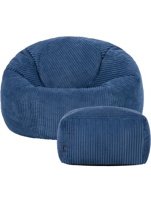 Pouf poire fauteuil classique kingston et repose-pied carré amara en velours côtelé - icon - Kiabi