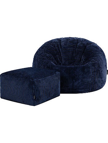 Pouf poire fauteuil classique kingston et repose-pied carré amara en velours côtelé - icon