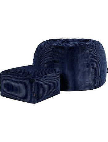 Pouf poire fauteuil classique kingston et repose-pied carré amara en velours côtelé - icon