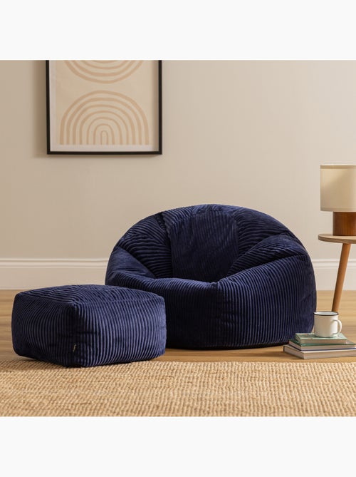 Pouf poire fauteuil classique kingston et repose-pied carré amara en velours côtelé - icon - Kiabi