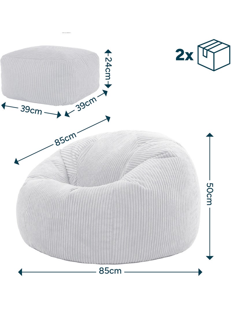 Pouf poire fauteuil classique kingston et repose-pied carré amara en velours côtelé - icon Bleu marine - Kiabi