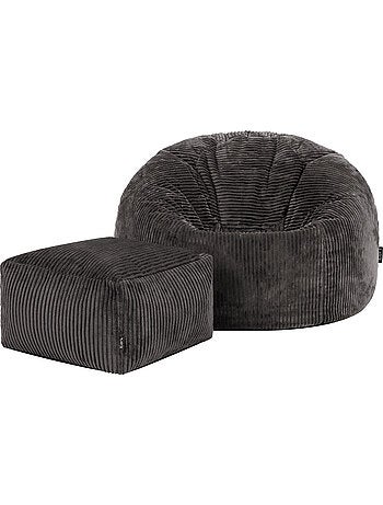 Pouf poire fauteuil classique kingston et repose-pied carré amara en velours côtelé - icon