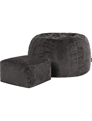 Pouf poire fauteuil classique kingston et repose-pied carré amara en velours côtelé - icon