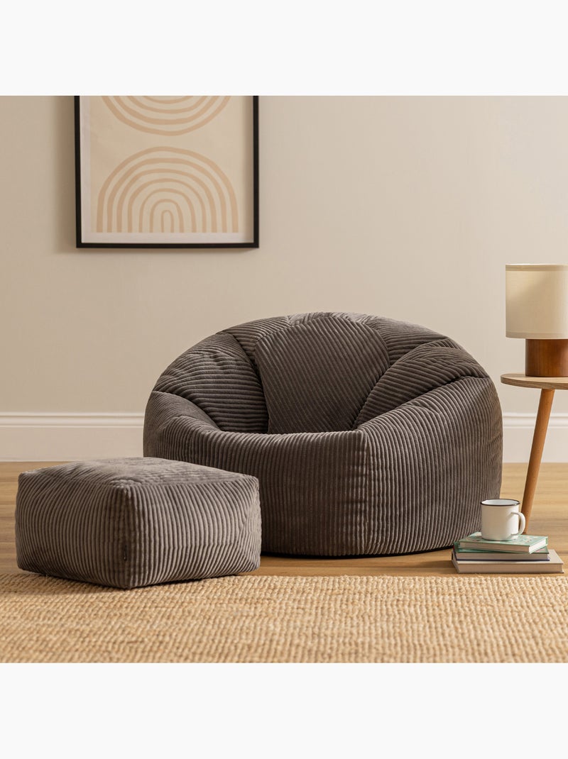 Pouf poire fauteuil classique kingston et repose-pied carré amara en velours côtelé - icon gris anthracite - Kiabi