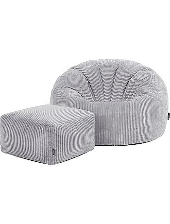Pouf poire fauteuil classique kingston et repose-pied carré amara en velours côtelé - icon