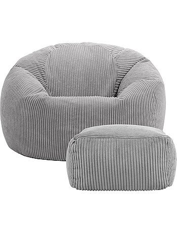 Pouf poire fauteuil classique kingston et repose-pied carré amara en velours côtelé - icon