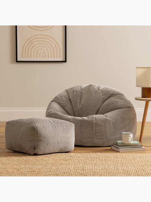 Pouf poire fauteuil classique kingston et repose-pied carré amara en velours côtelé - icon - Kiabi