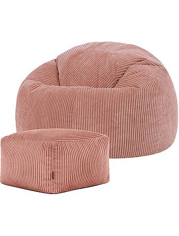 Pouf poire fauteuil classique kingston et repose-pied carré amara en velours côtelé - icon