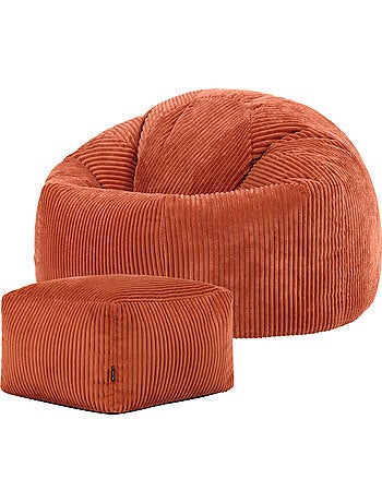 Pouf poire fauteuil classique kingston et repose-pied carré amara en velours côtelé - icon
