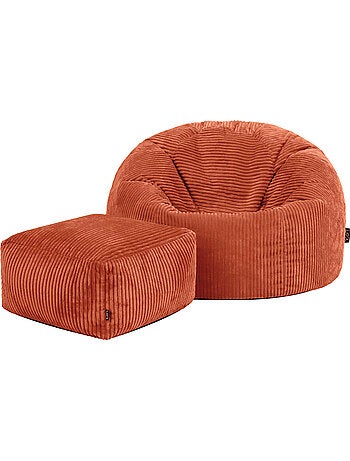 Pouf poire fauteuil classique kingston et repose-pied carré amara en velours côtelé - icon