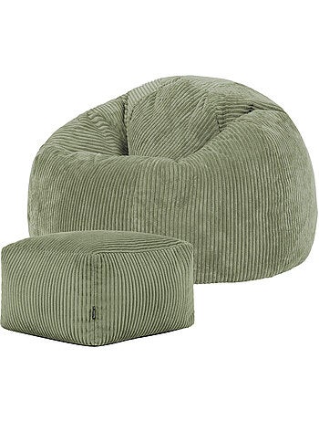 Pouf poire fauteuil classique kingston et repose-pied carré amara en velours côtelé - icon