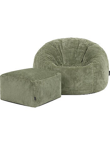 Pouf poire fauteuil classique kingston et repose-pied carré amara en velours côtelé - icon