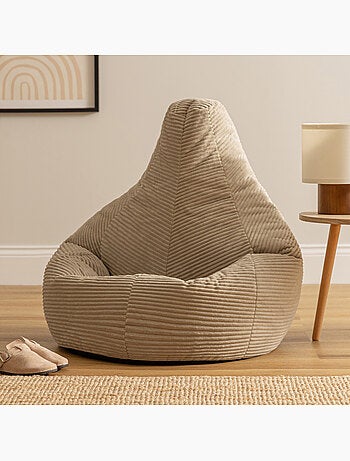 Pouf poire fauteuil dalton à dossier haut en velours côtelé - icon