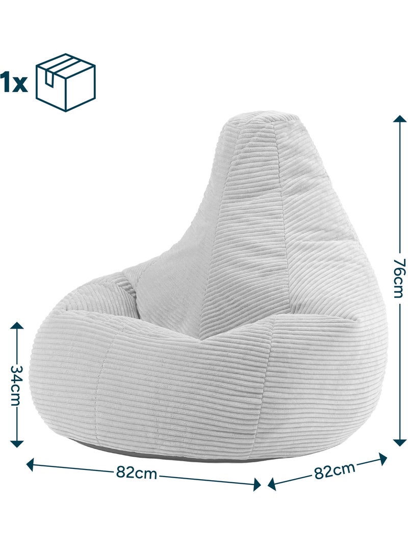 Pouf poire fauteuil dalton à dossier haut en velours côtelé - icon Beige - Kiabi