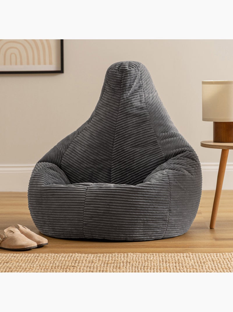 Pouf poire fauteuil dalton à dossier haut en velours côtelé - icon gris anthracite - Kiabi