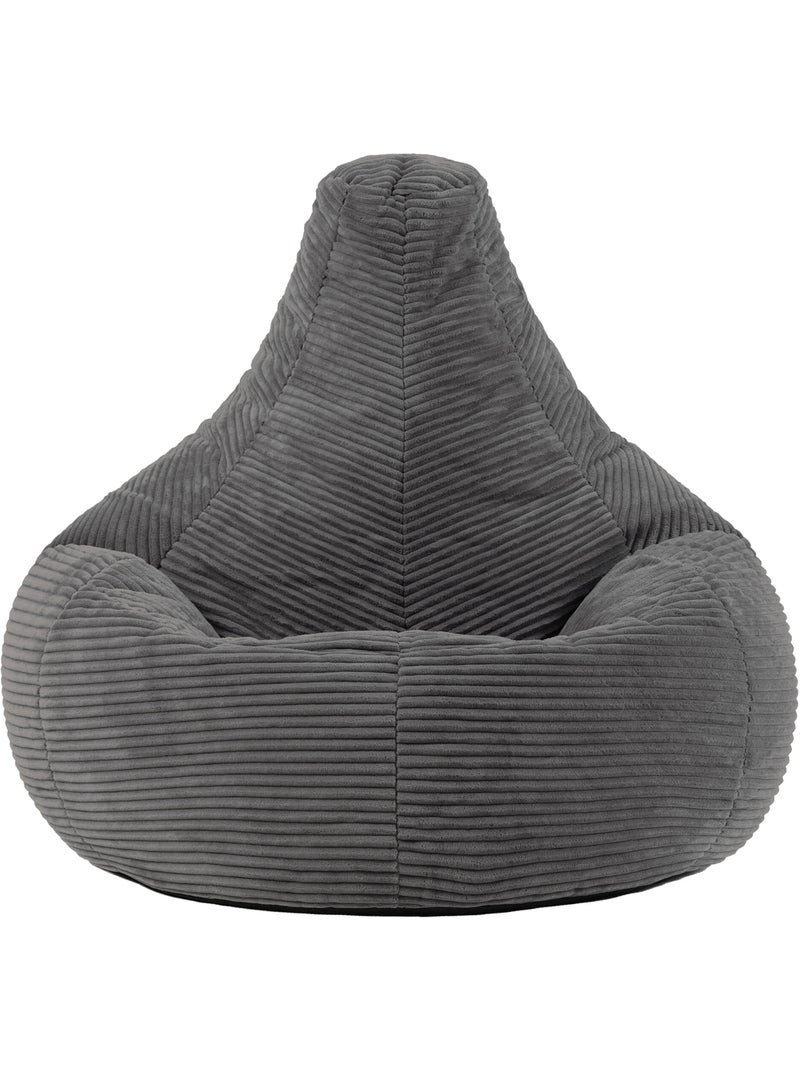 Pouf poire fauteuil dalton à dossier haut en velours côtelé - icon gris anthracite - Kiabi