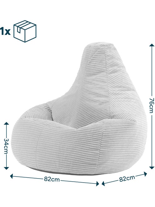 Pouf poire fauteuil dalton à dossier haut en velours côtelé - icon - Kiabi