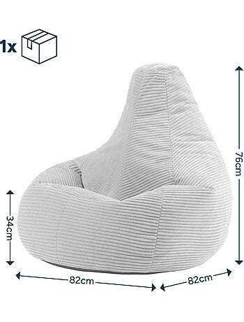 Pouf poire fauteuil dalton à dossier haut en velours côtelé - icon