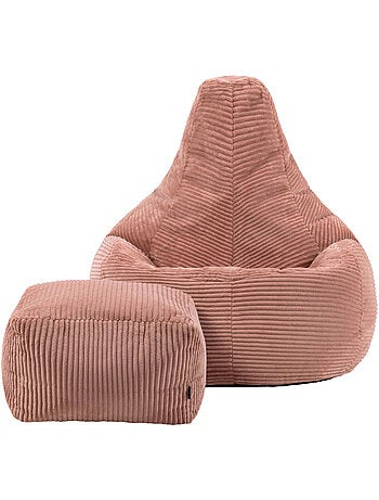 Pouf poire fauteuil dalton à dossier haut et repose-pied carré en velours côtelé - icon