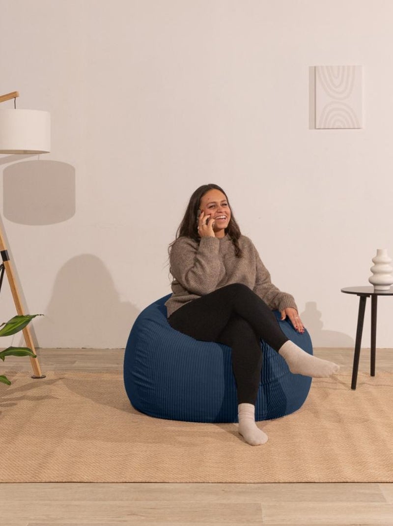 Pouf poire velours côtelé - Déhoussable et Transportable - Bananair Bleu foncé - Kiabi