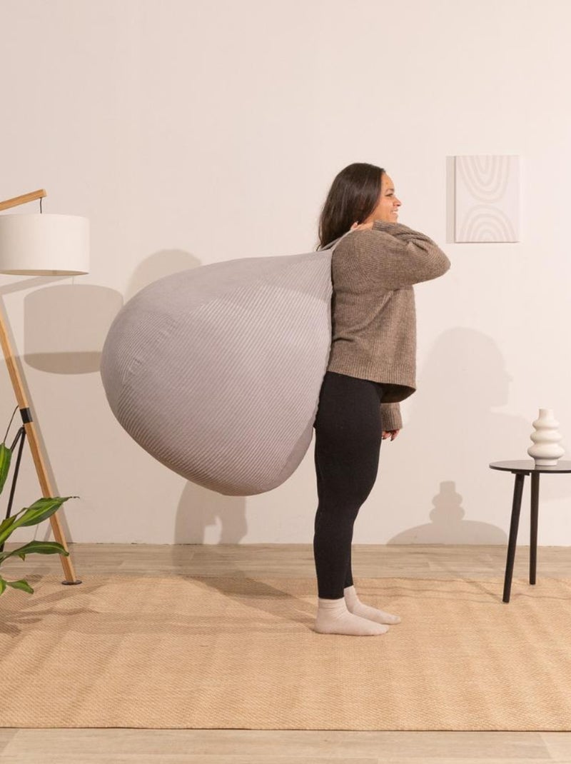 Pouf poire velours côtelé - Déhoussable et Transportable - Bananair Gris clair - Kiabi