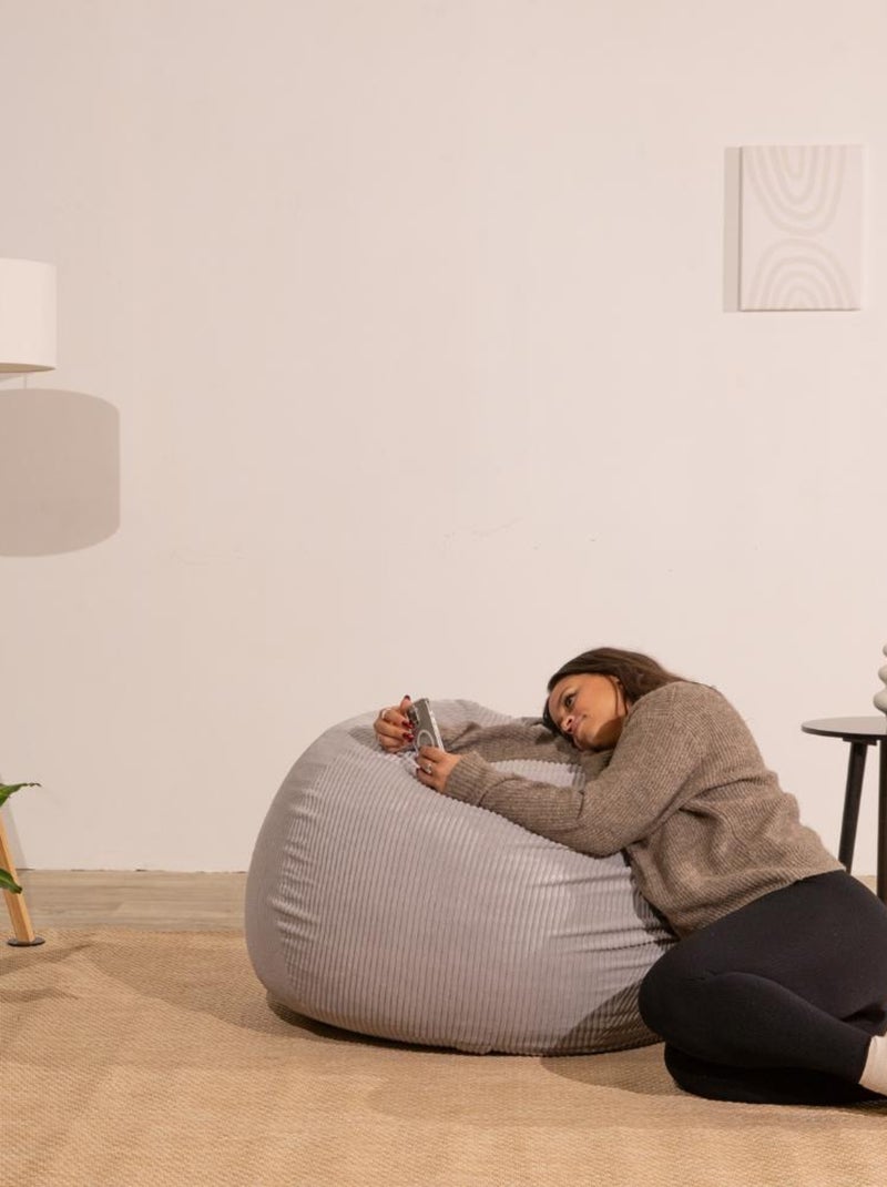 Pouf poire velours côtelé - Déhoussable et Transportable - Bananair Gris clair - Kiabi