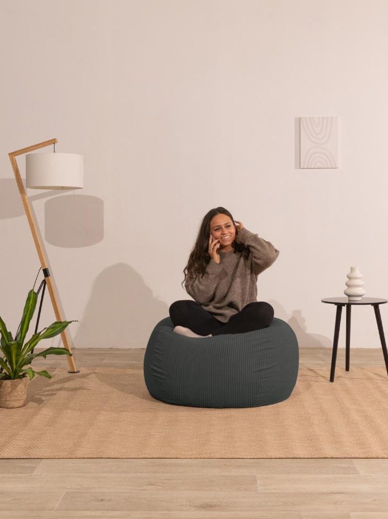 Pouf poire velours côtelé - Déhoussable et Transportable - Bananair Gris foncé - Kiabi