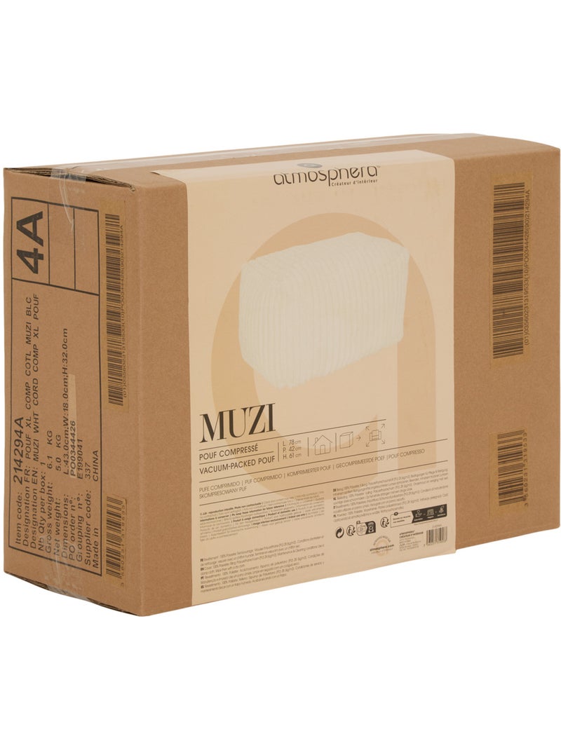 Pouf rectangulaire compressé MUZI Crème - Kiabi
