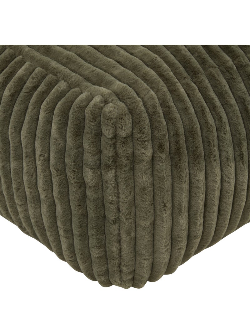 Pouf rectangulaire compressé MUZI Kaki - Kiabi