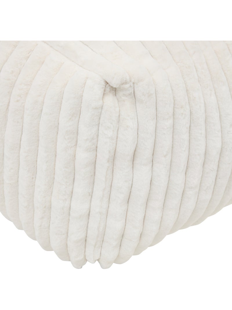 Pouf rectangulaire en velours côtelé muzi Crème - Kiabi