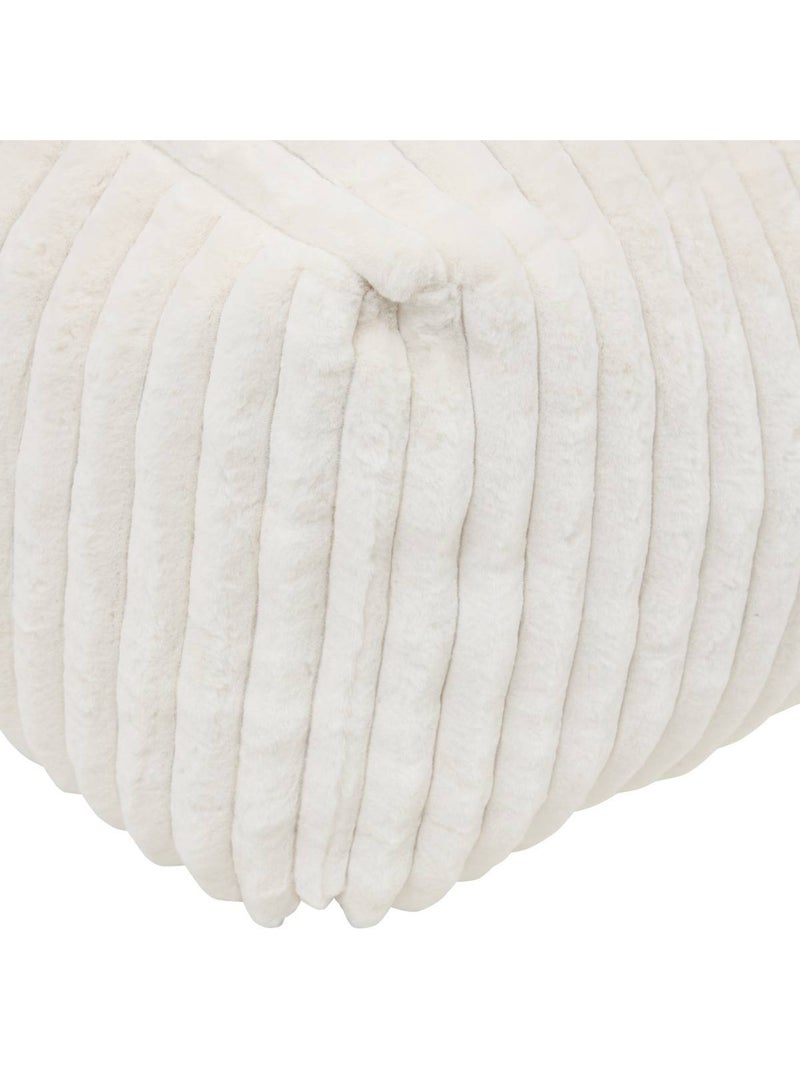 Pouf rectangulaire en velours côtelé muzi Crème - Kiabi