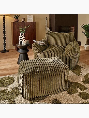 Pouf rectangulaire en velours côtelé MUZI