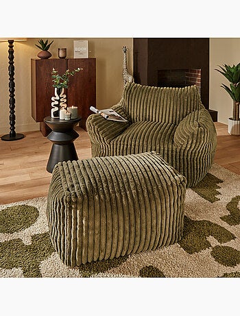 Pouf rectangulaire en velours côtelé MUZI