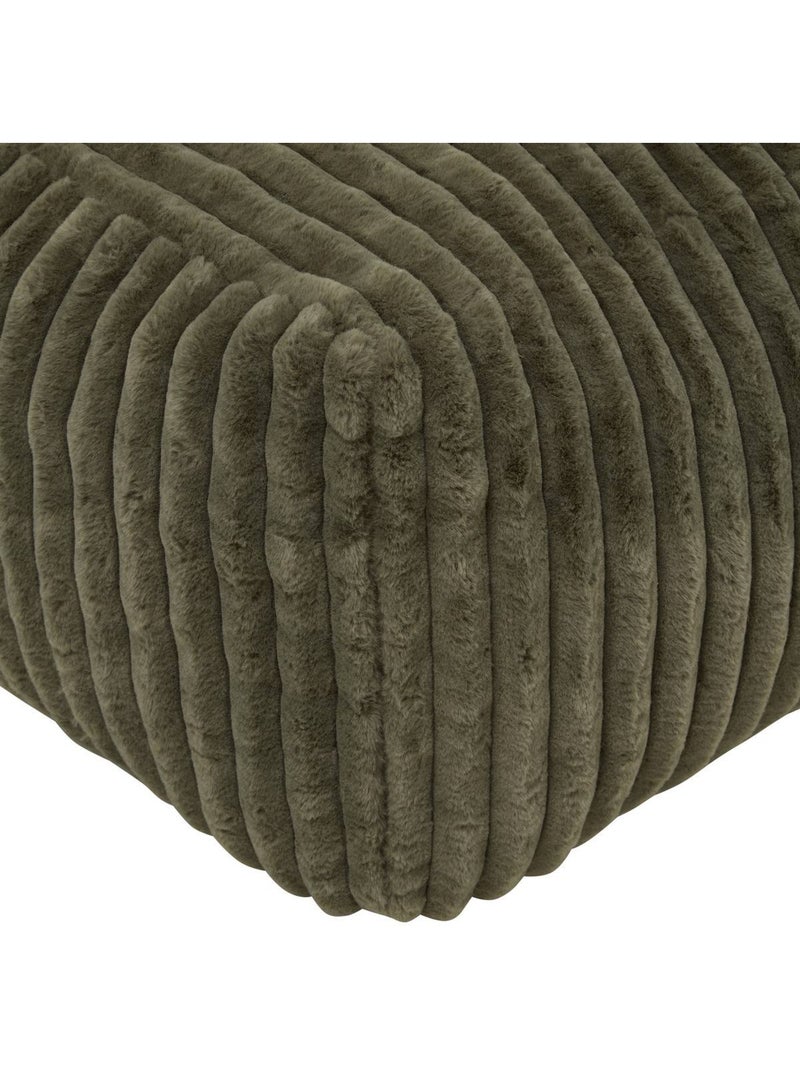 Pouf rectangulaire en velours côtelé muzi Kaki - Kiabi