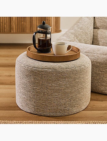 Pouf repose-pied rond milano en tissu tissé - icon