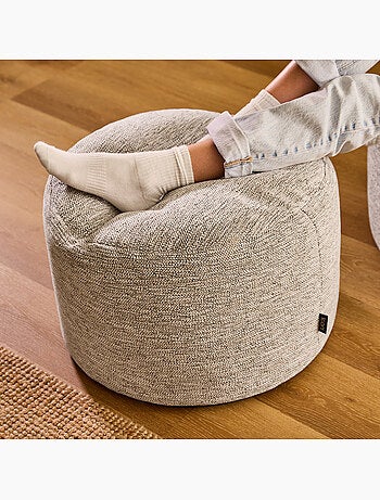 Pouf repose-pied rond milano en tissu tissé - icon
