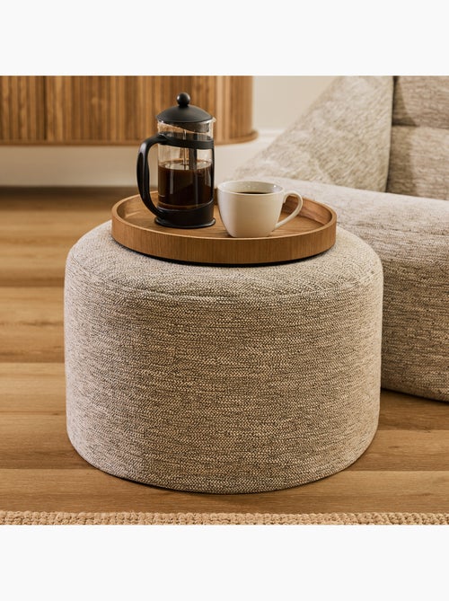 Pouf repose-pied rond milano en tissu tissé - icon - Kiabi