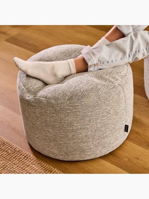 Pouf repose-pied rond milano en tissu tissé - icon - Kiabi