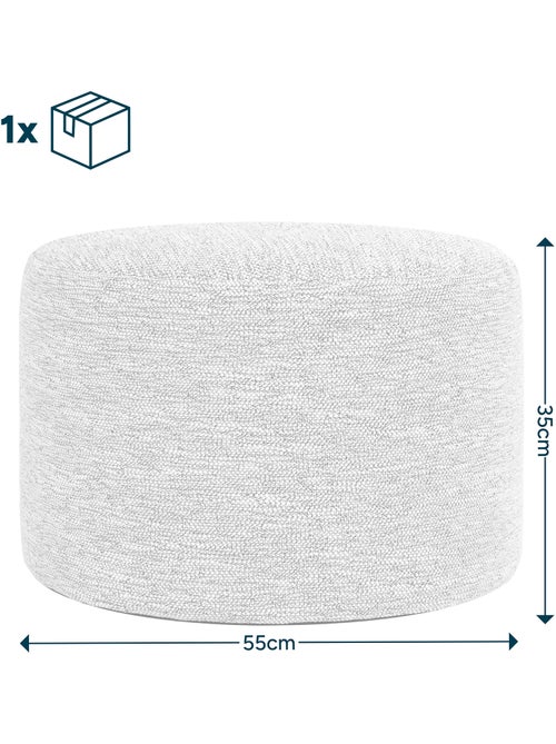 Pouf repose-pied rond milano en tissu tissé - icon - Kiabi