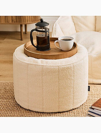 Pouf repose-pieds rond milano en bouclette - icon