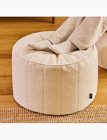 Pouf repose-pieds rond milano en bouclette - icon