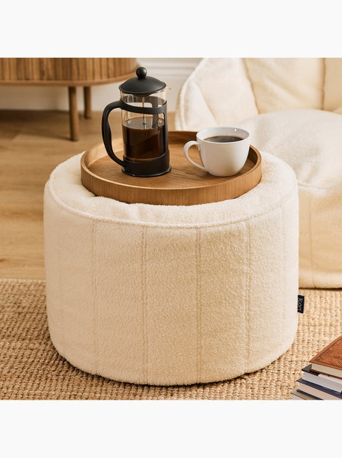 Pouf repose-pieds rond milano en bouclette - icon - Kiabi
