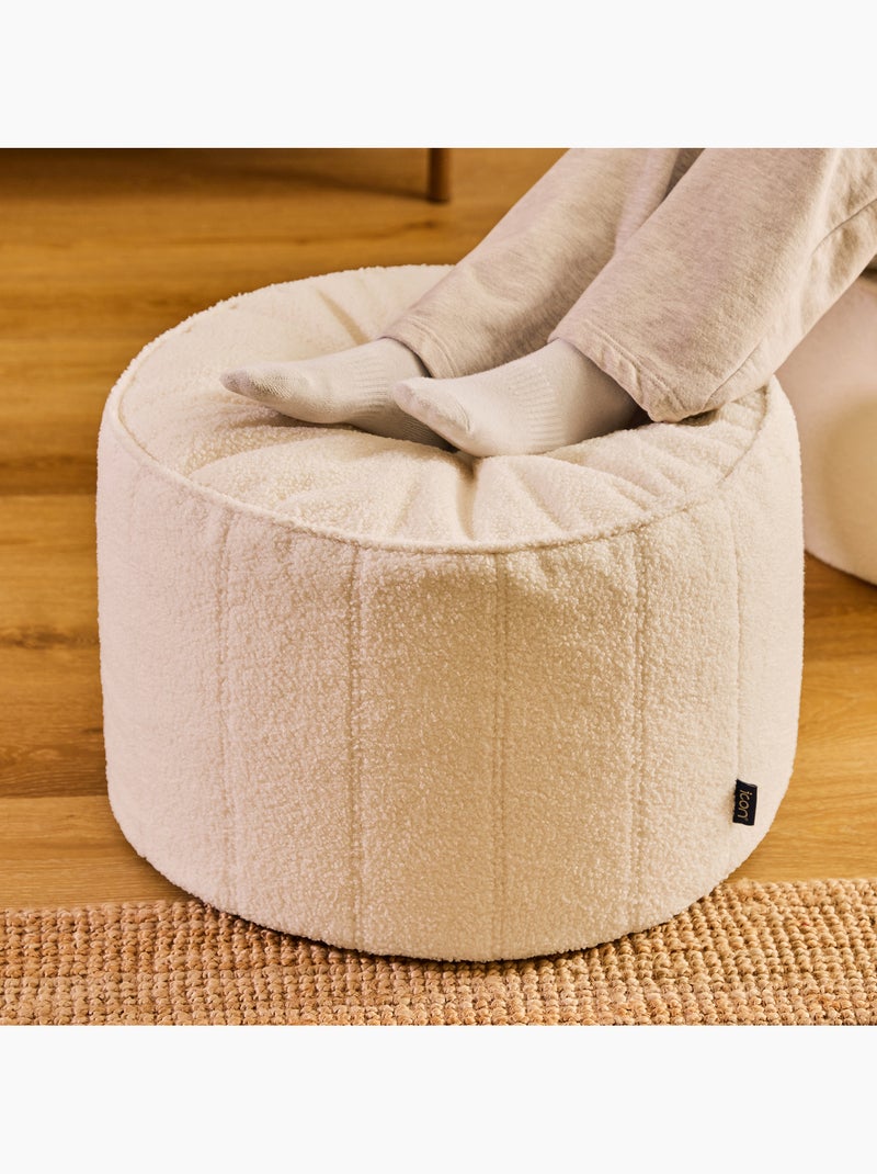 Pouf repose-pieds rond milano en bouclette - icon Ivoire - Kiabi