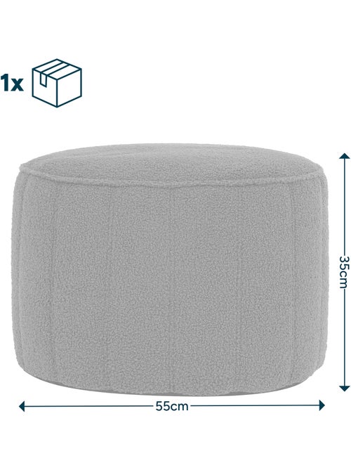 Pouf repose-pieds rond milano en bouclette - icon - Kiabi